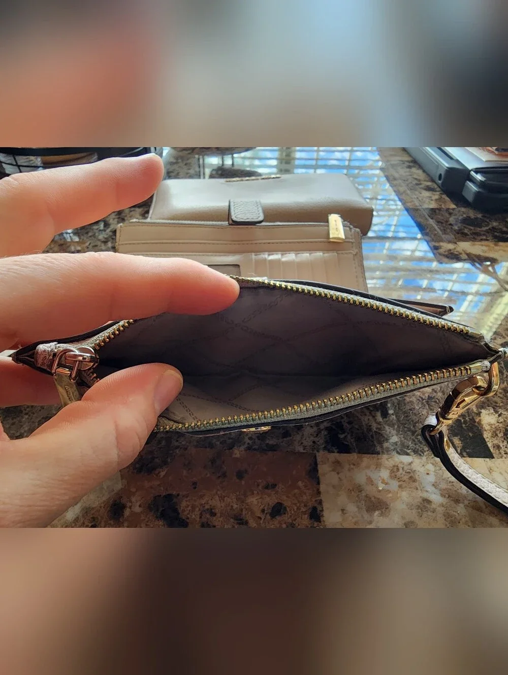Michael Kors Pebbled Leather Wristlet Wallet Soft Pink/Gold & Continental Wallet